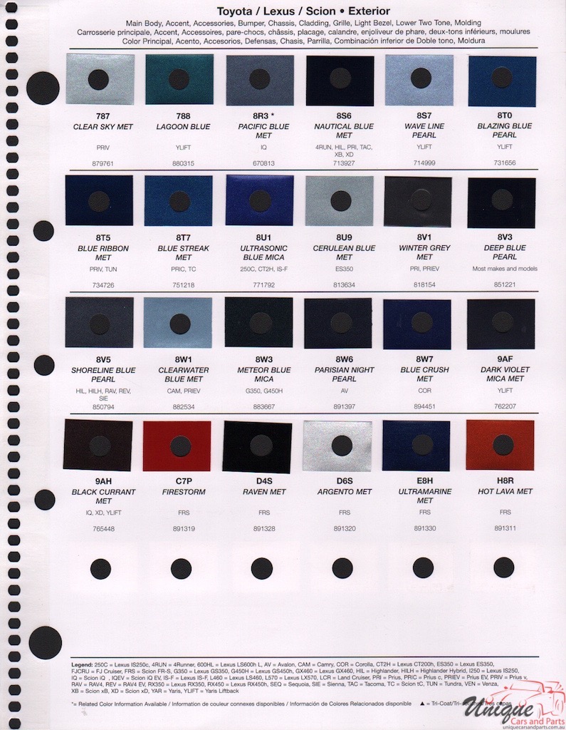 2014 Toyota Paint Charts RM 3